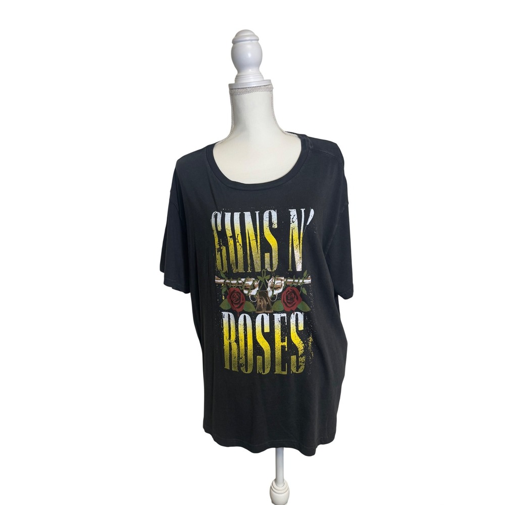 Lucky Brand Women's Black Guns N' Roses Graphic Short Sleeve Shirt SIze XXL